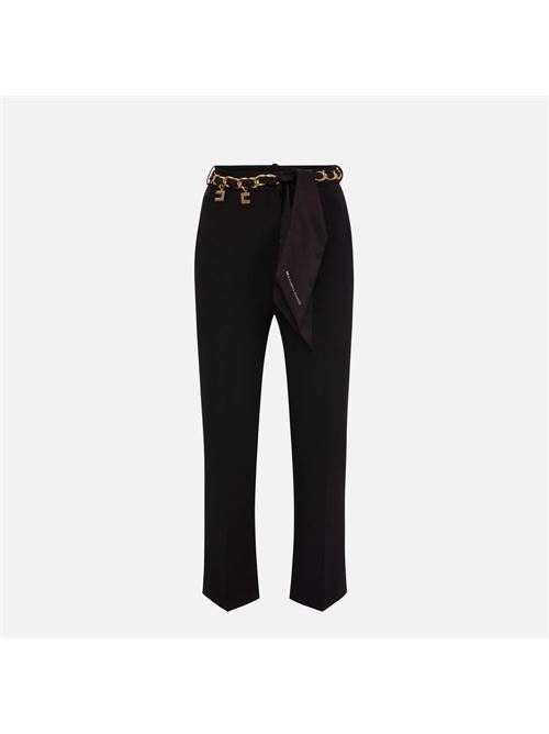 Pantalone a zampetta in crêpe stretch con cintura foulard ELISABETTA FRANCHI | PAT1641E2110110